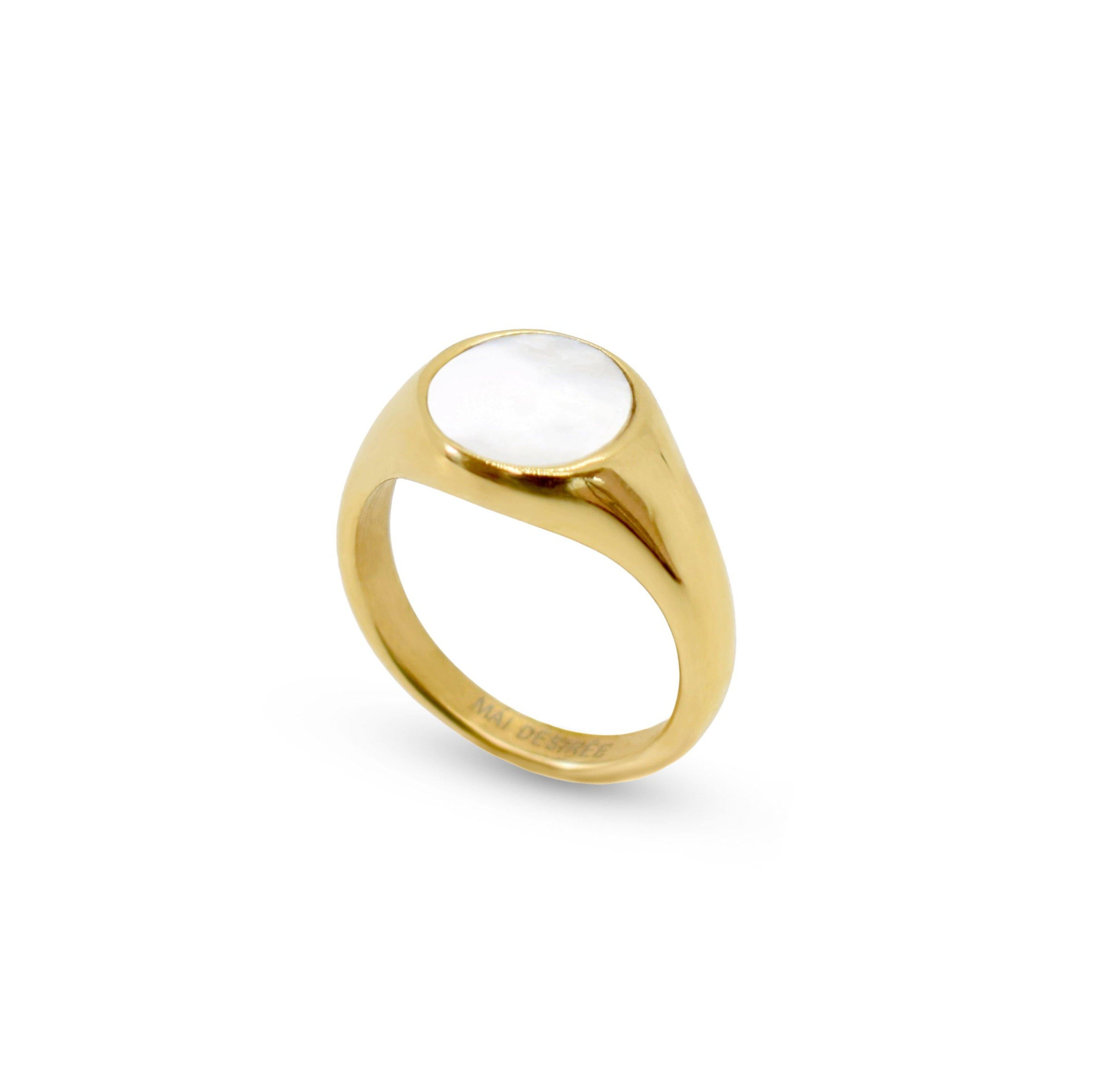Isabelle – Ring Fritillaire aus weißer Muschel