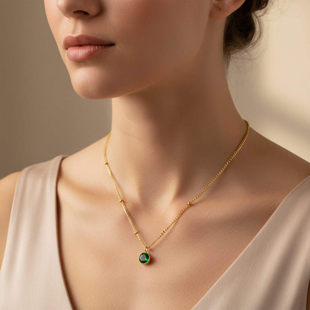 Neza – Elegante und zeitlose Smaragd-Goldkette