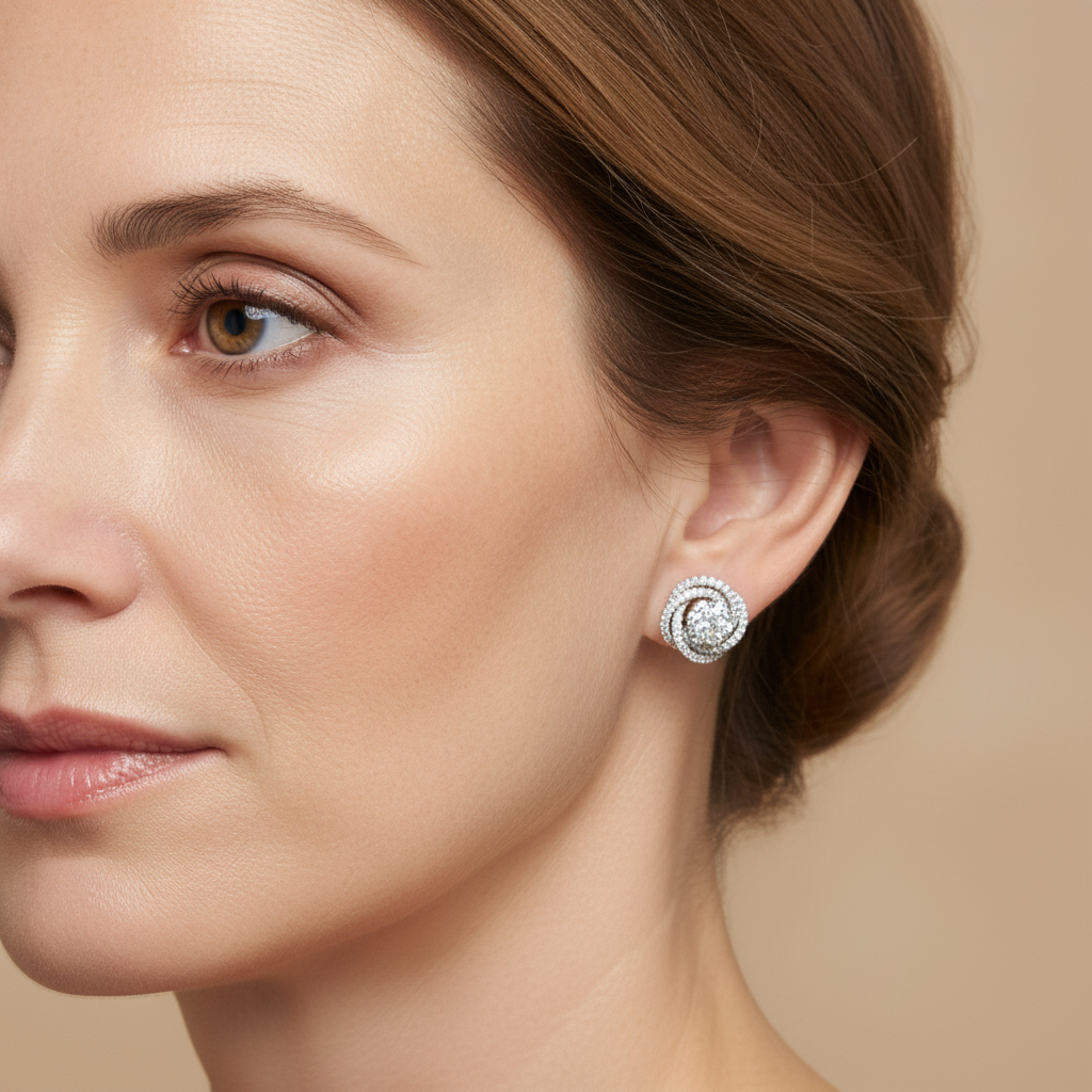 Clara – Ohrringe Blume aus Zirkon und Diamanten