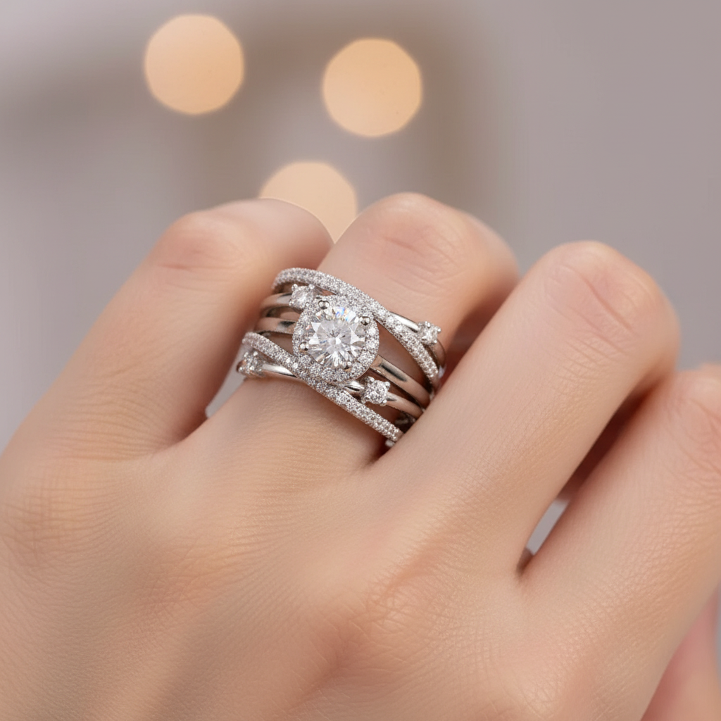 Ivanna – Ring mit Funkelnden Zirkonen Verschlungen