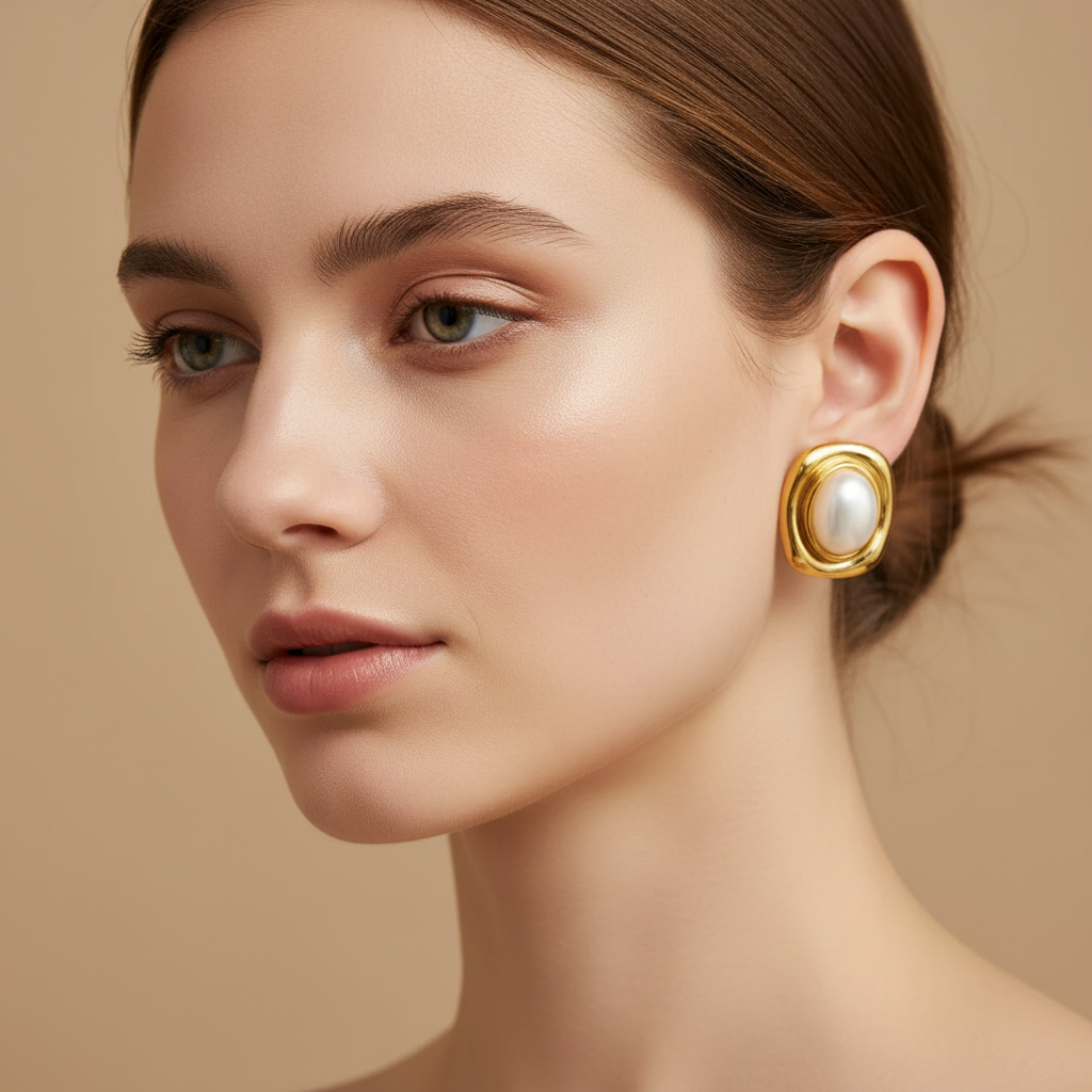 Alessia – Vintage Ohrringe Titanstahl Braun