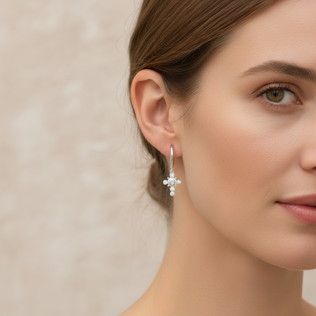 Yasmine – Chic 925 Silber Kreuzohrringe