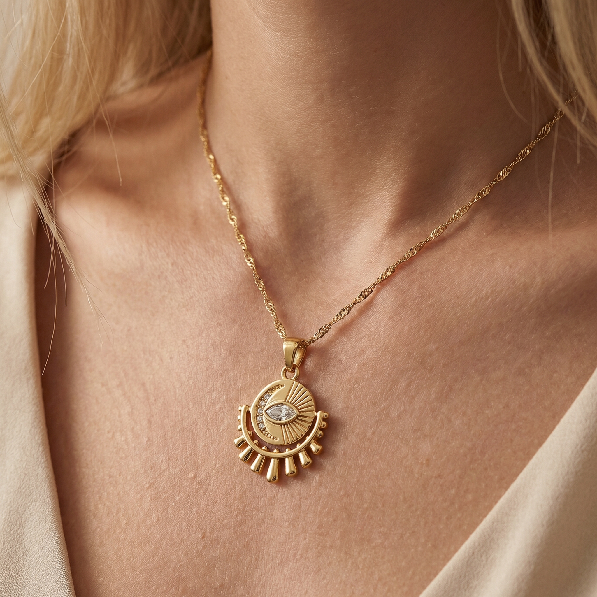 Atasha – Elegante Oval-Augen-Halskette mit Zirkonia