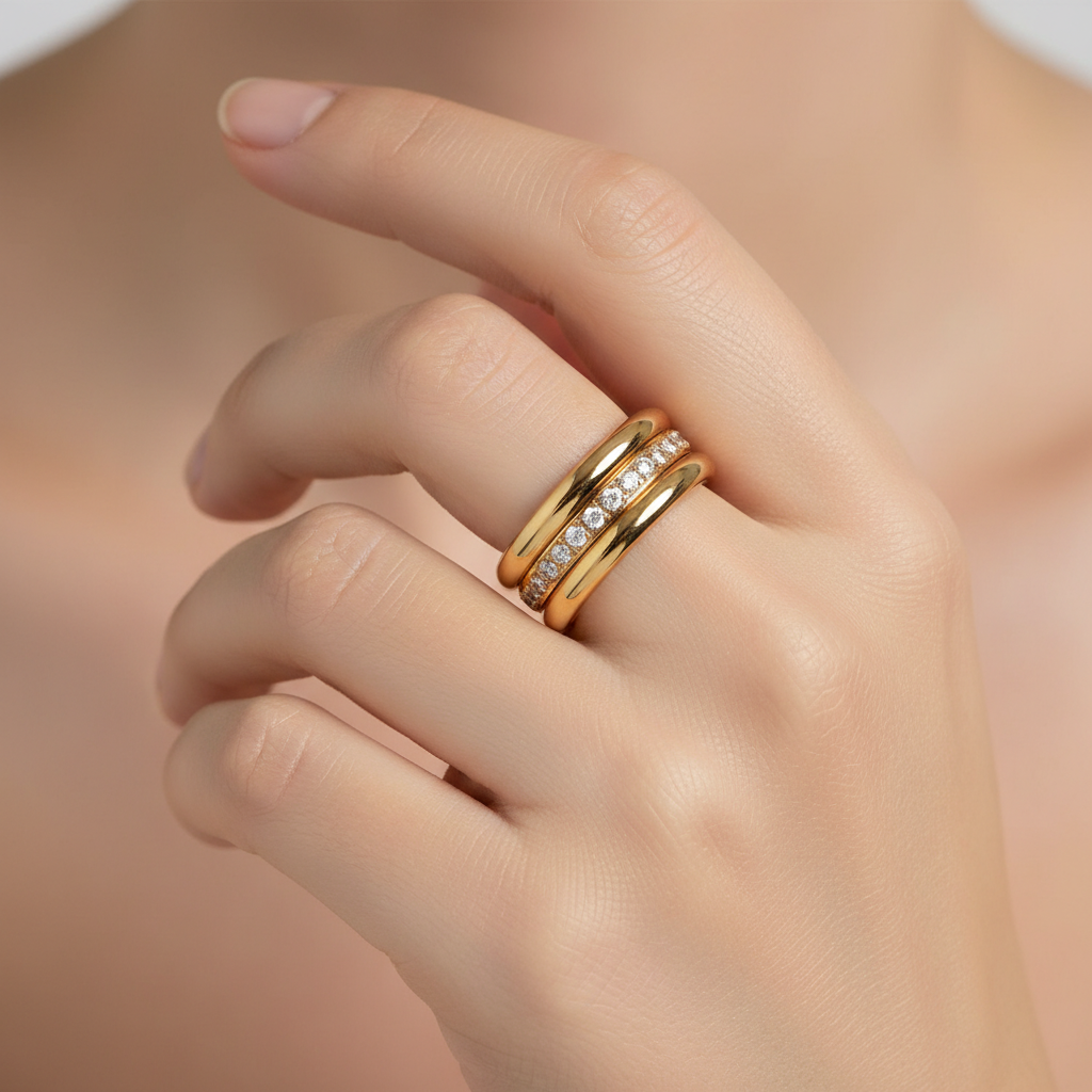 Camille – Set Armband, Ring und Ring vergoldet
