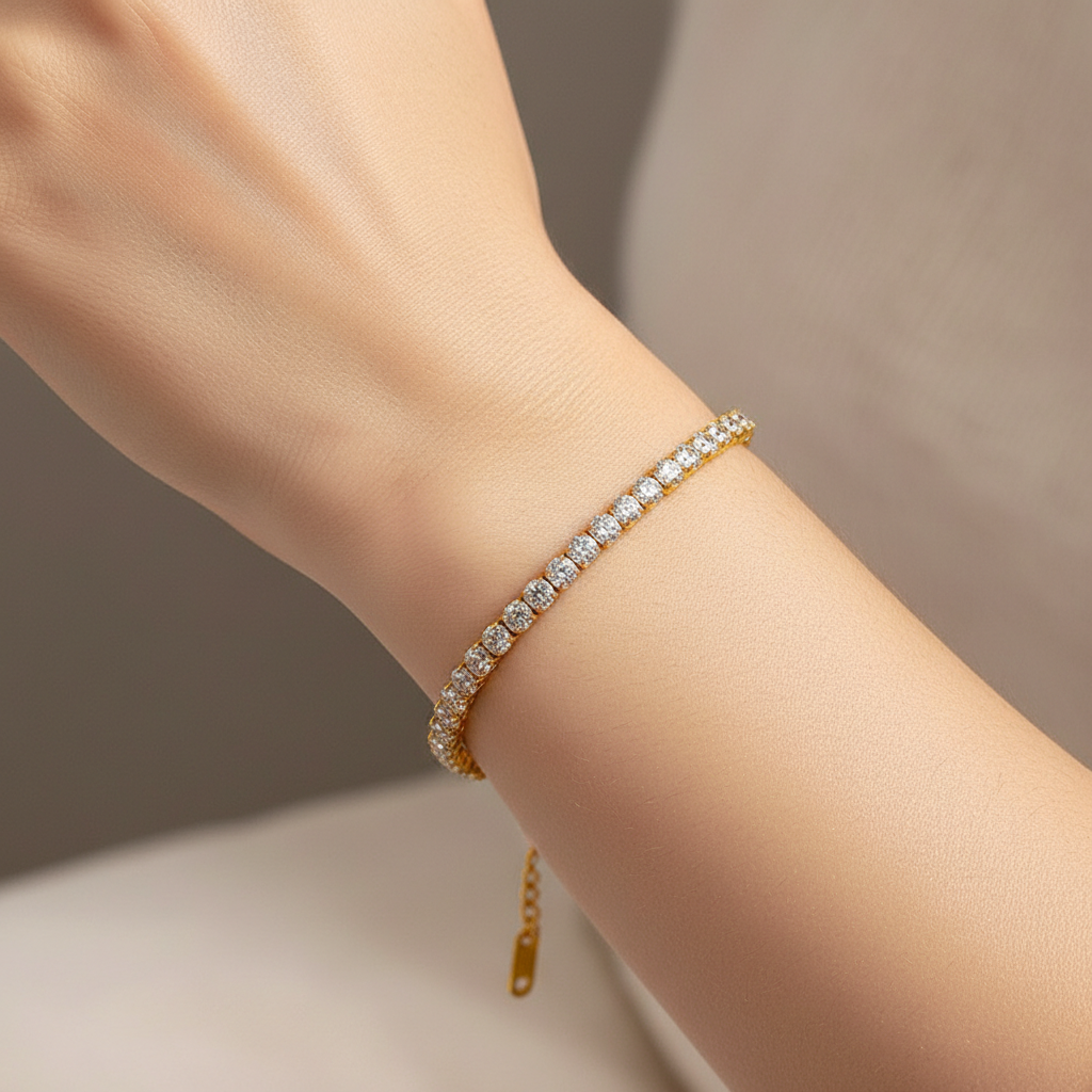 Camille – Voller Diamantarmband für elegante Paare