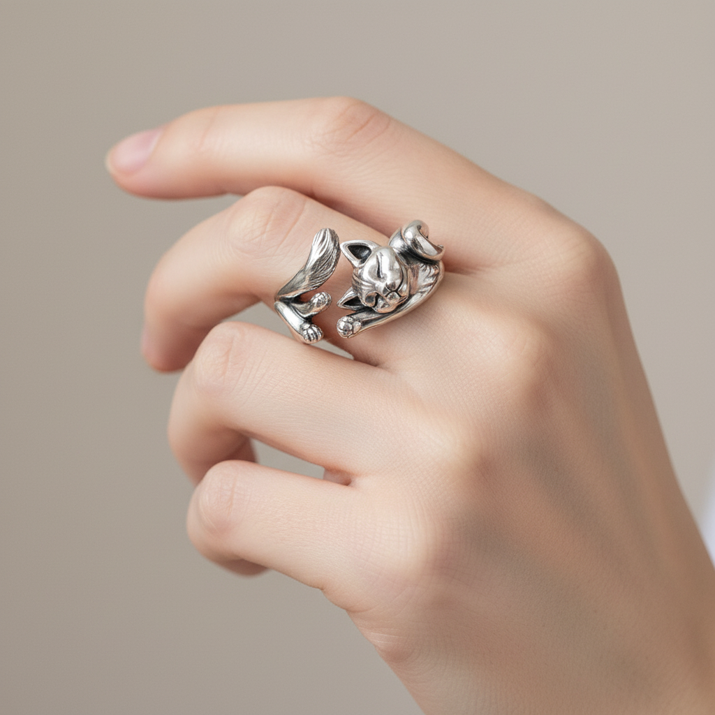 Katya – Ring aus Legierung mit Kätzchen-Design