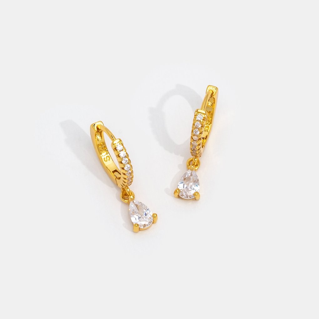 Weiße Elfenbein CZ Gold Creolen