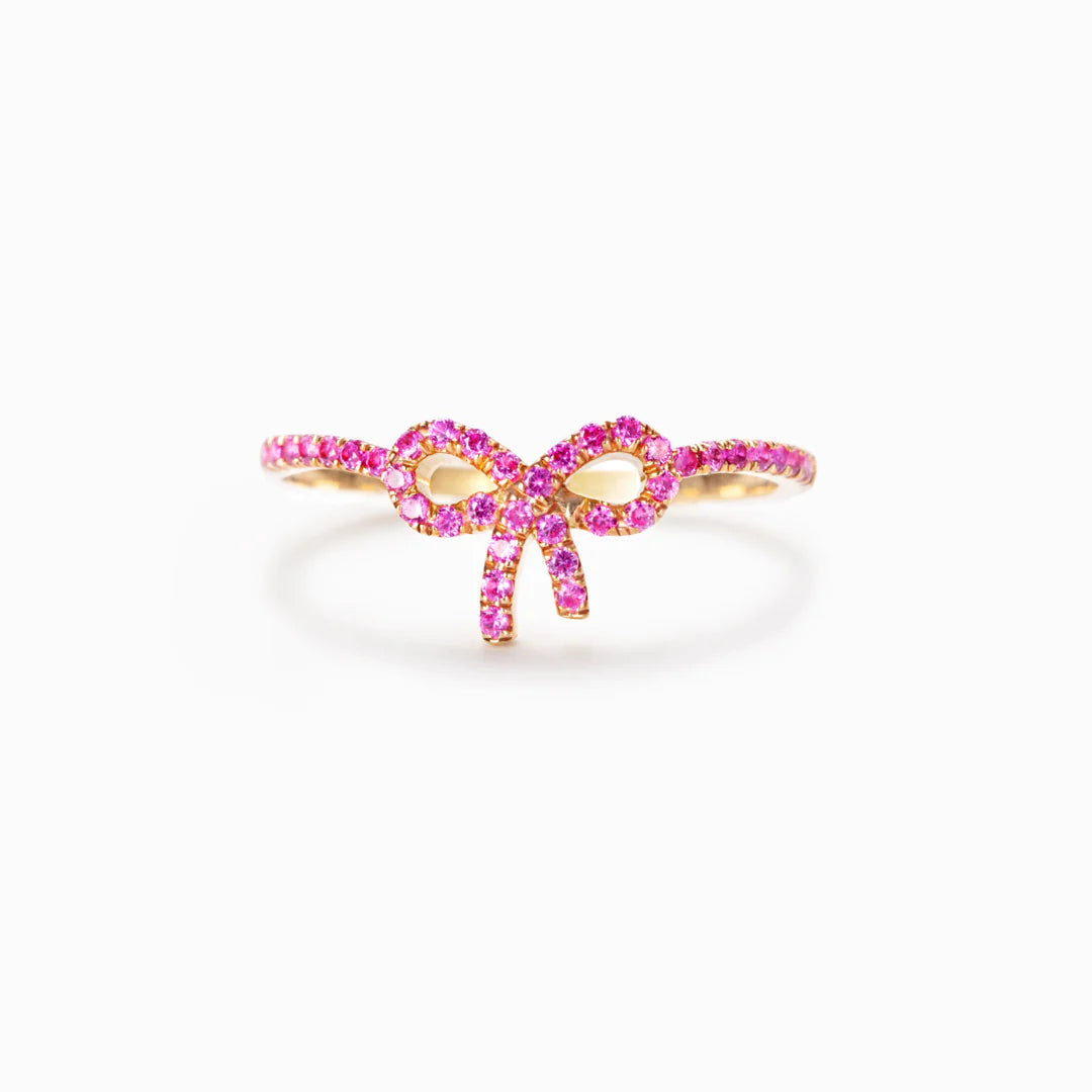 Pink Pavé Bow Ring - Rosa Pavé Schleifenring