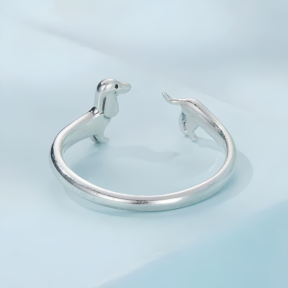 Damen Verstellbarer Offener Ring mit Dackel-Motiv