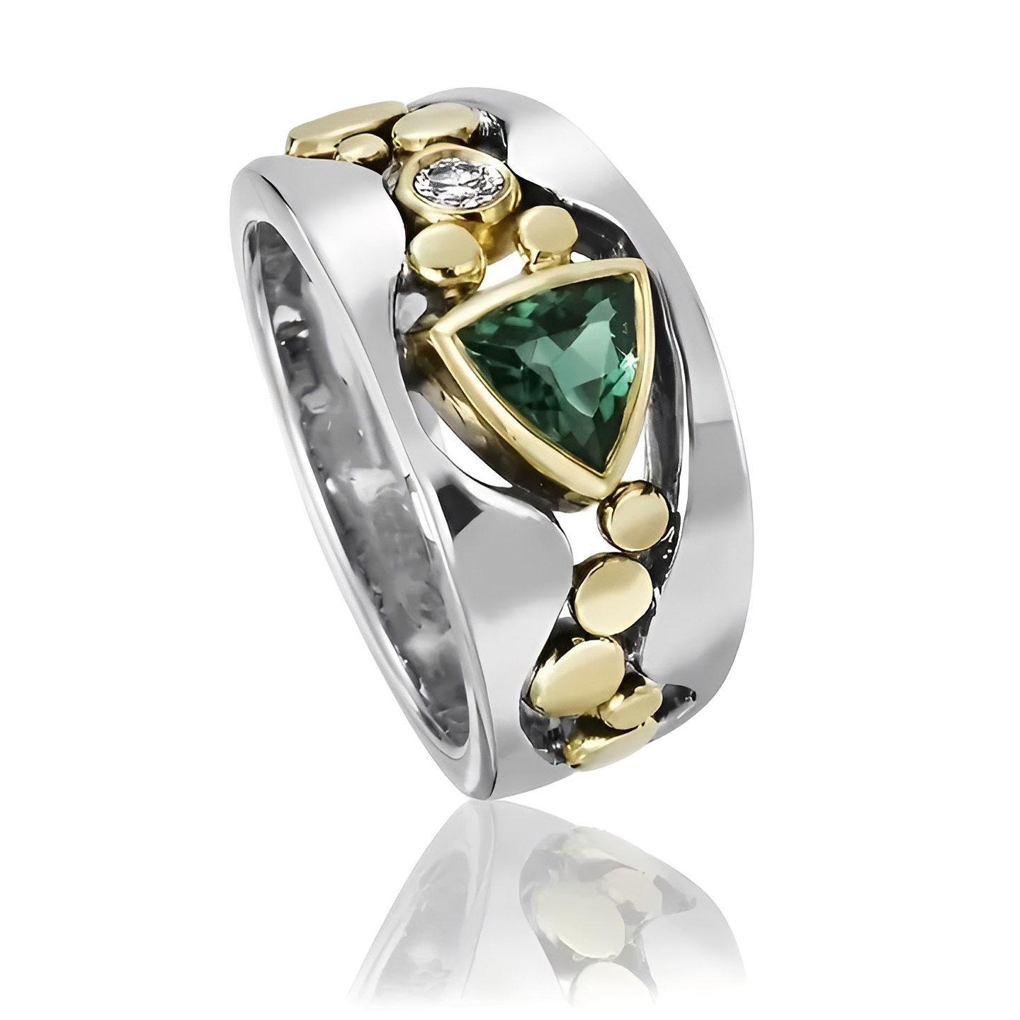Reina – Vintage-Ring mit grünem Kristall