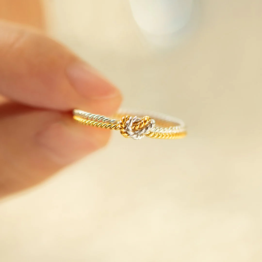 Mutter & Tochter Bond Ring - Ring Mit 2 Strängen und Knoten
