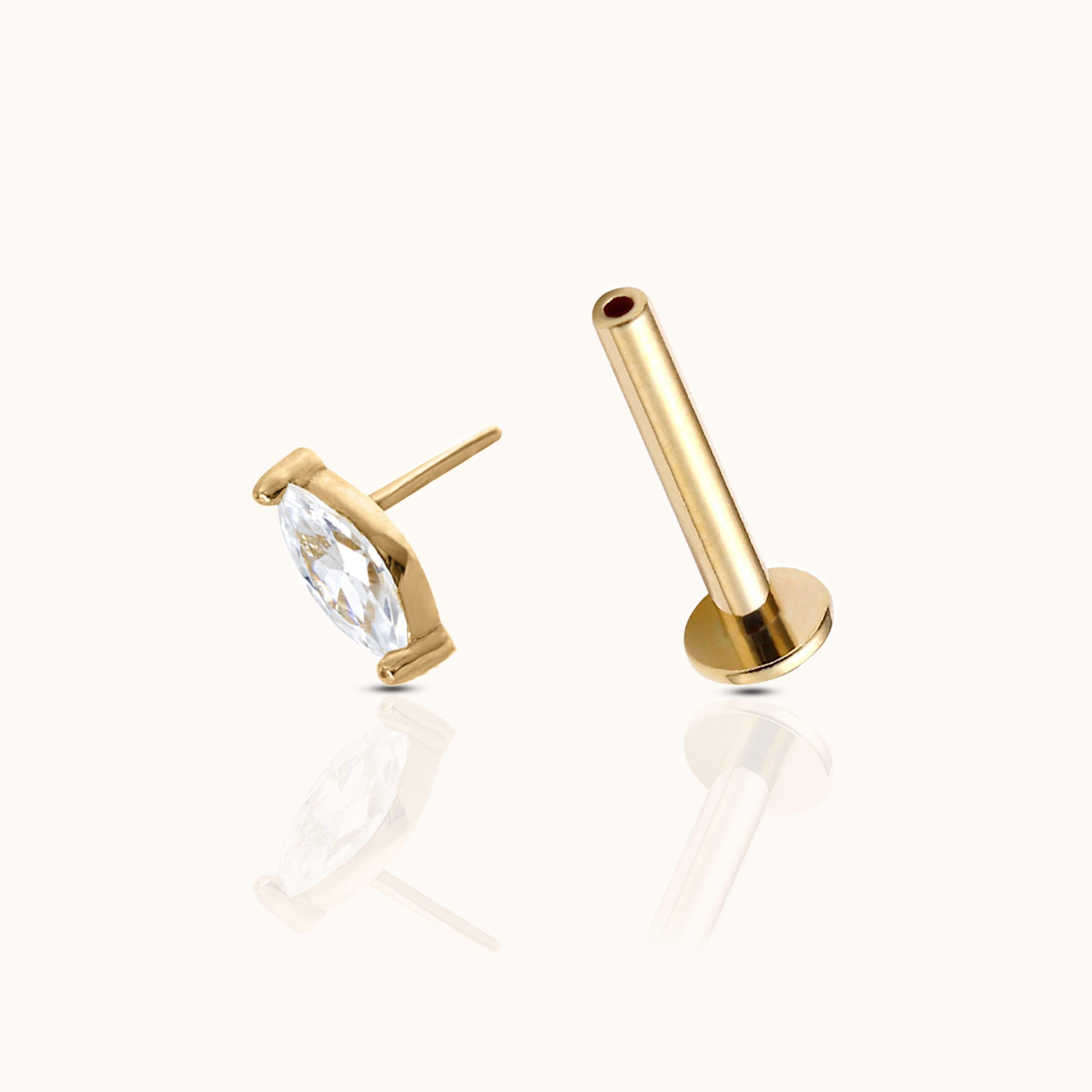 Misa - Goldene Ovale CZ Threadless Ohrstecker