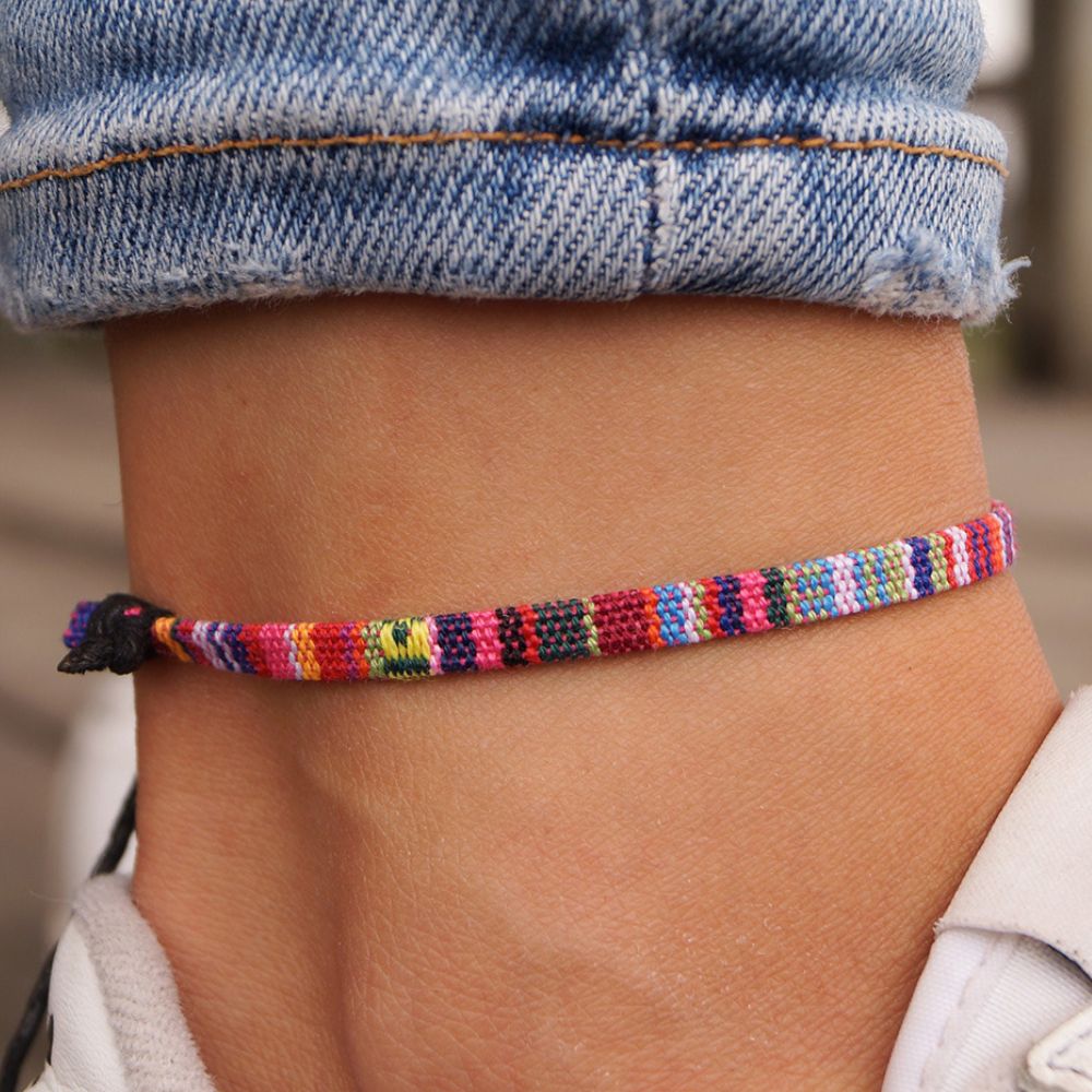 Damen Verstellbare Fußkette mit Geflochtenem Kordeldesign