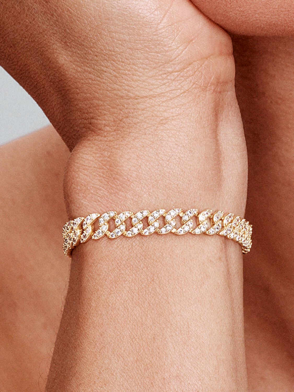 Soraya – Armband Kubanische Kette aus Moissanit Gold 18K
