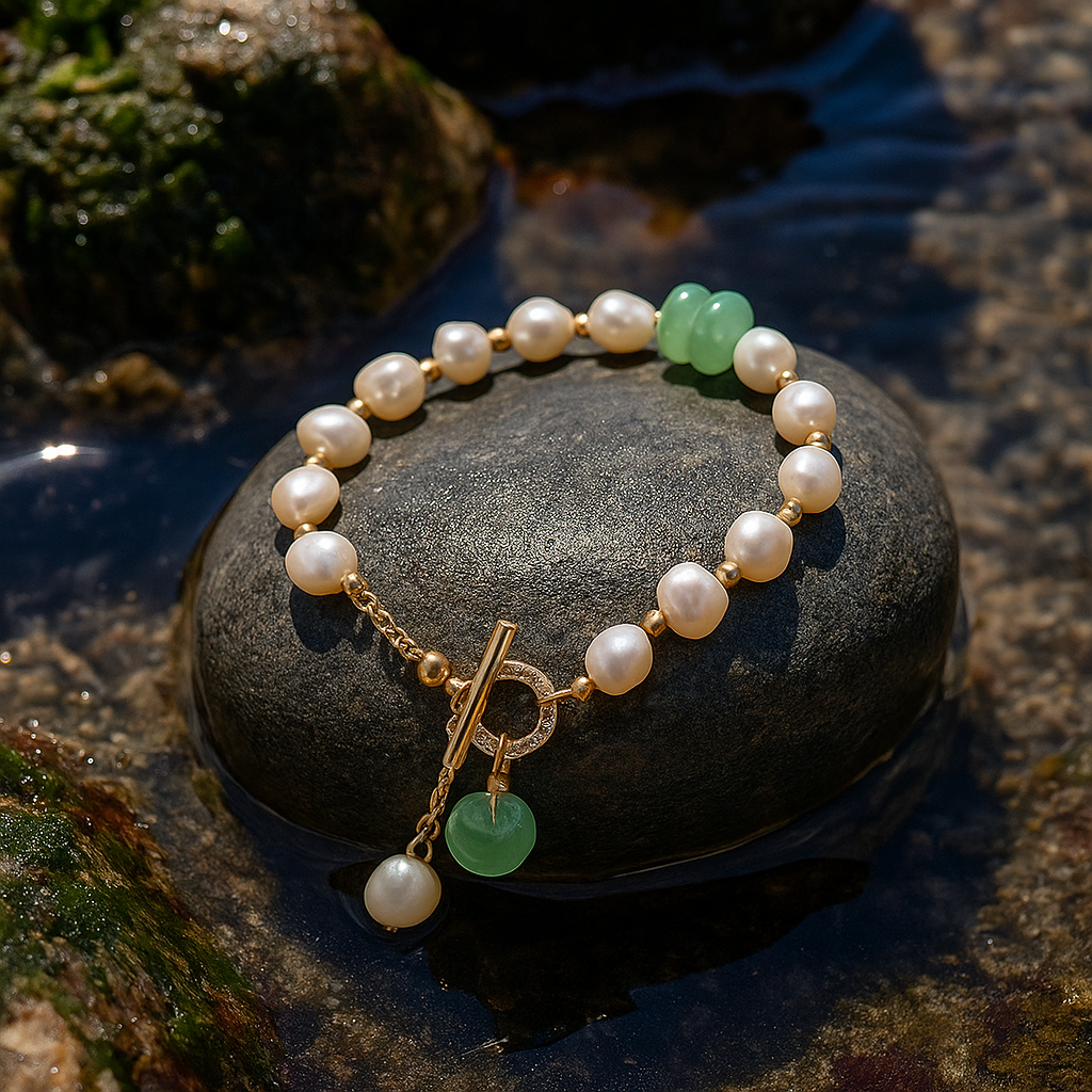 Leira – Verstellbares Armband aus Unregelmäßigen Perlen