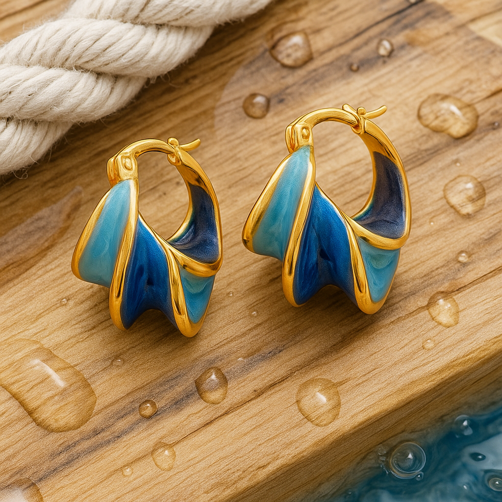 Marina – Ohrringe Spirale Blau Vintage
