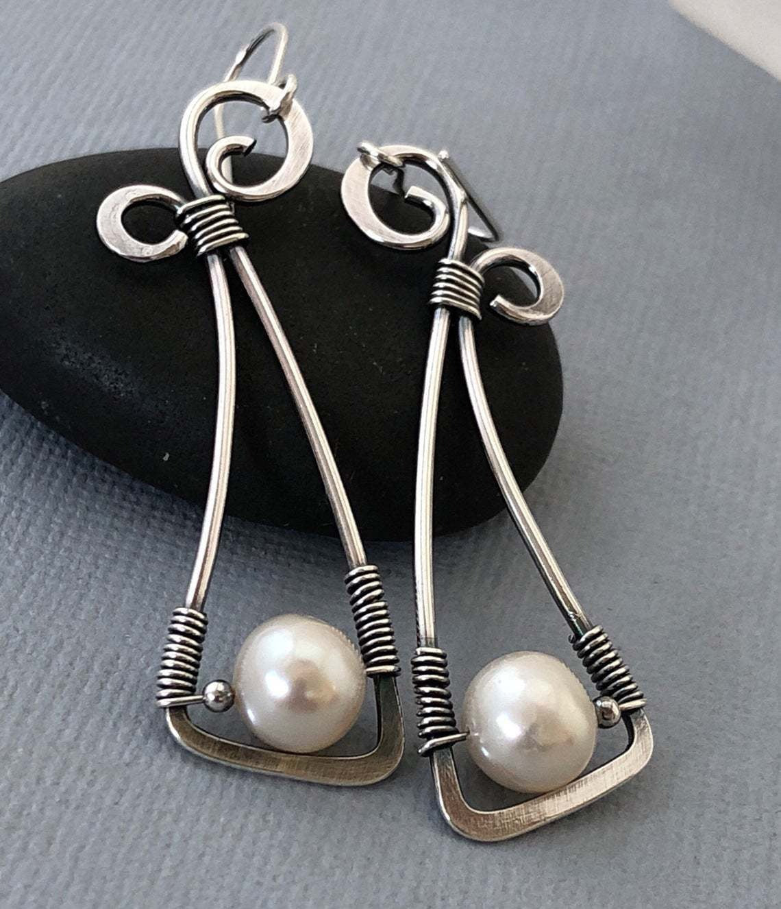 Isolde – Vintage-Ohrringe aus Sterlingsilber mit Perlen