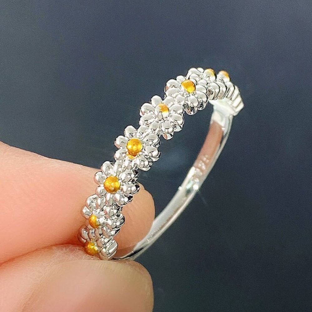 Damen Verstellbarer Gänseblümchen-Ring mit Blumenmotiv