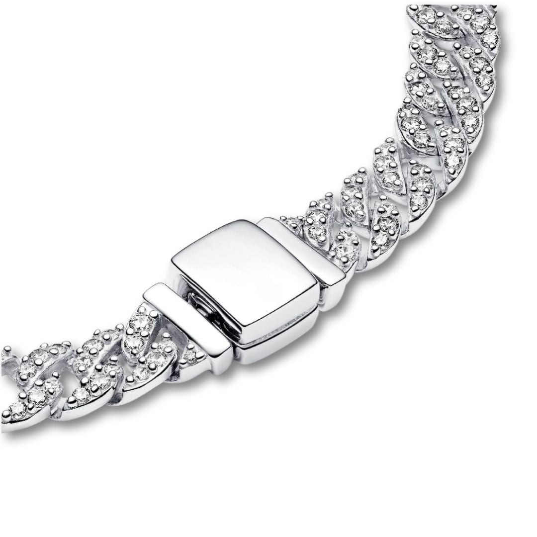 Soraya – Armband Kubanische Kette aus Moissanit Gold 18K