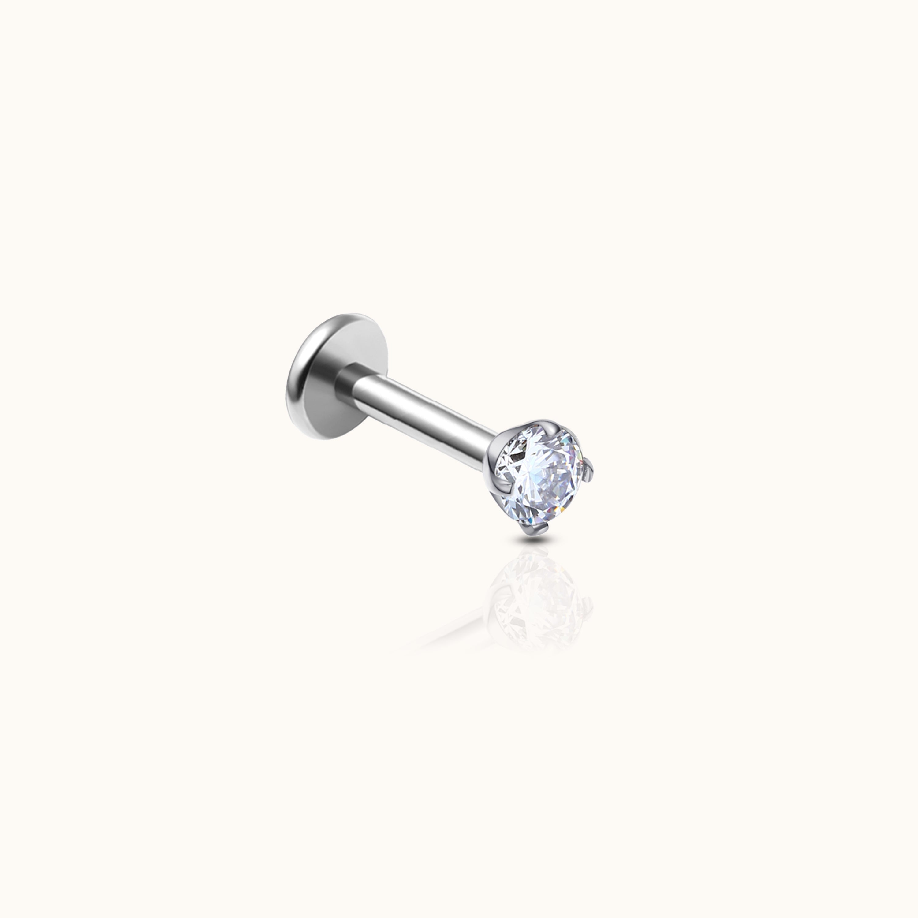 2mm CZ Threadless Flat Back Ohrringe
