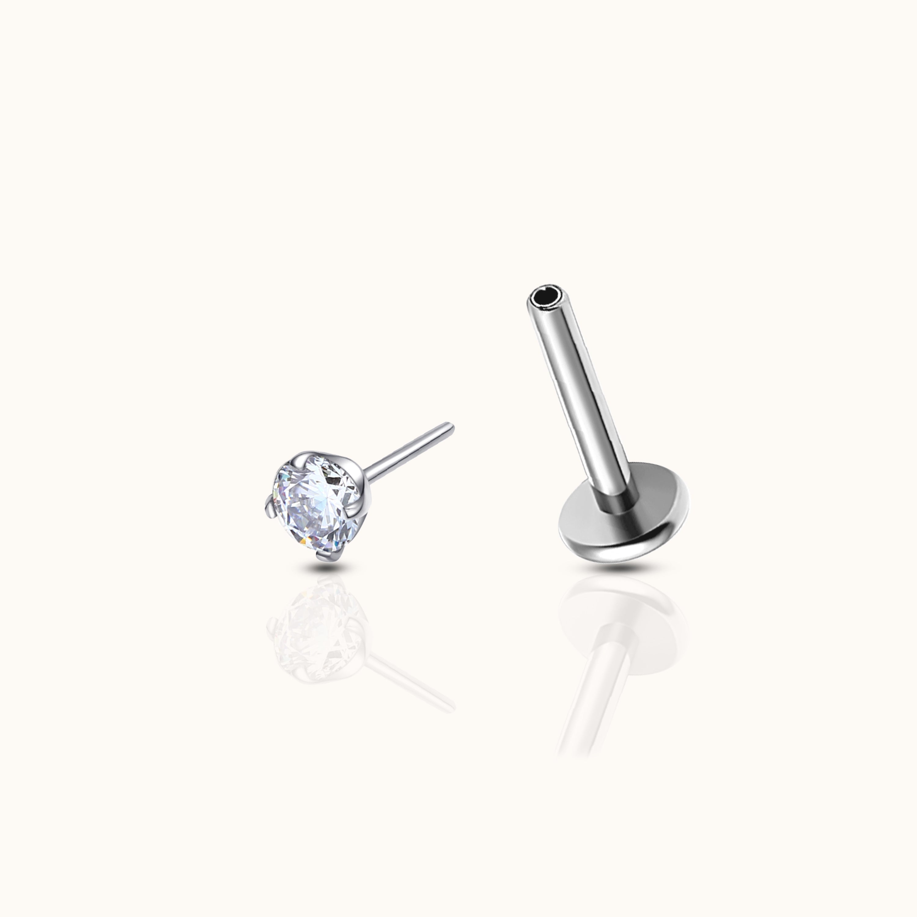 2mm CZ Threadless Flat Back Ohrringe