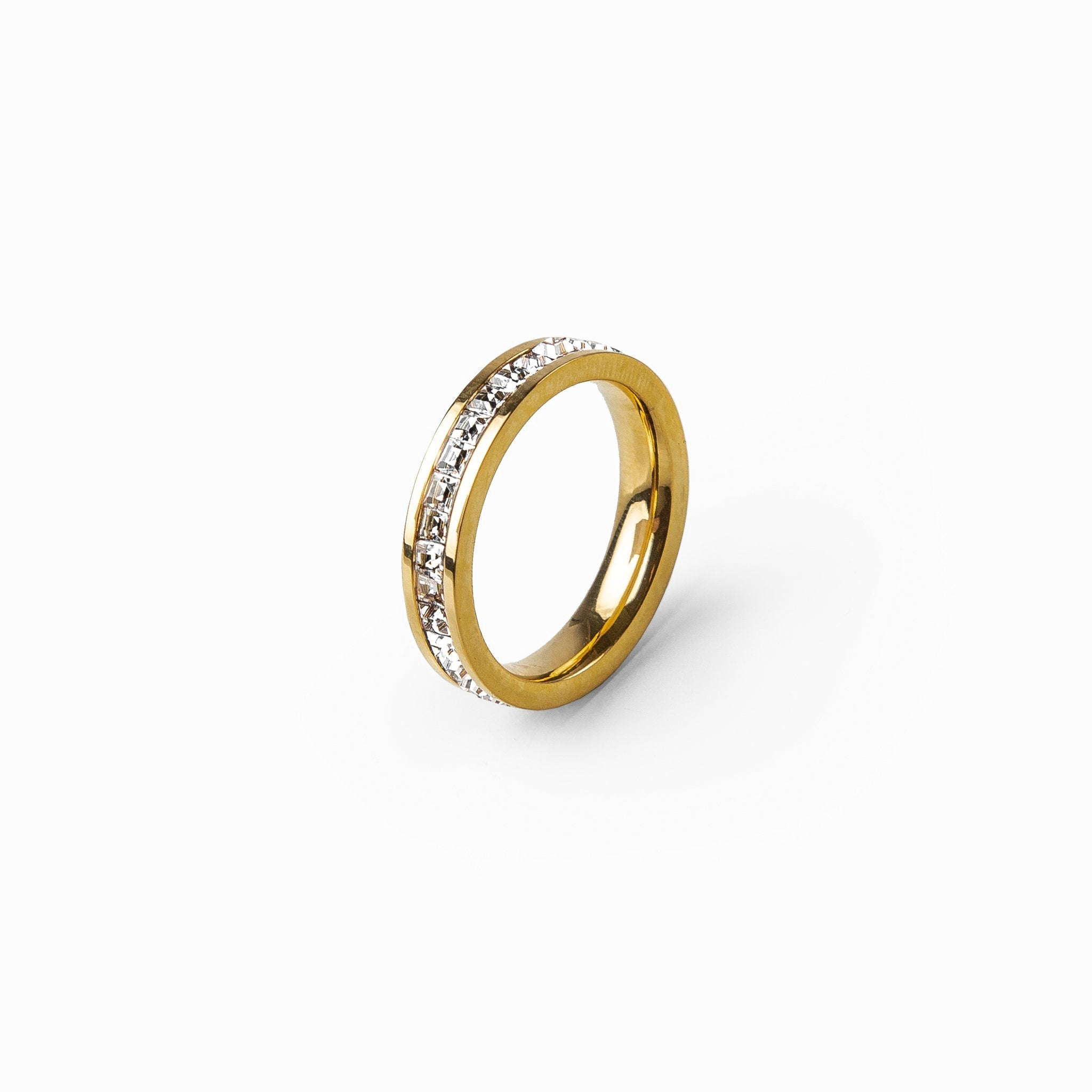Monaco – Bague Dorée Sertie von Zirkonium Funkelnd