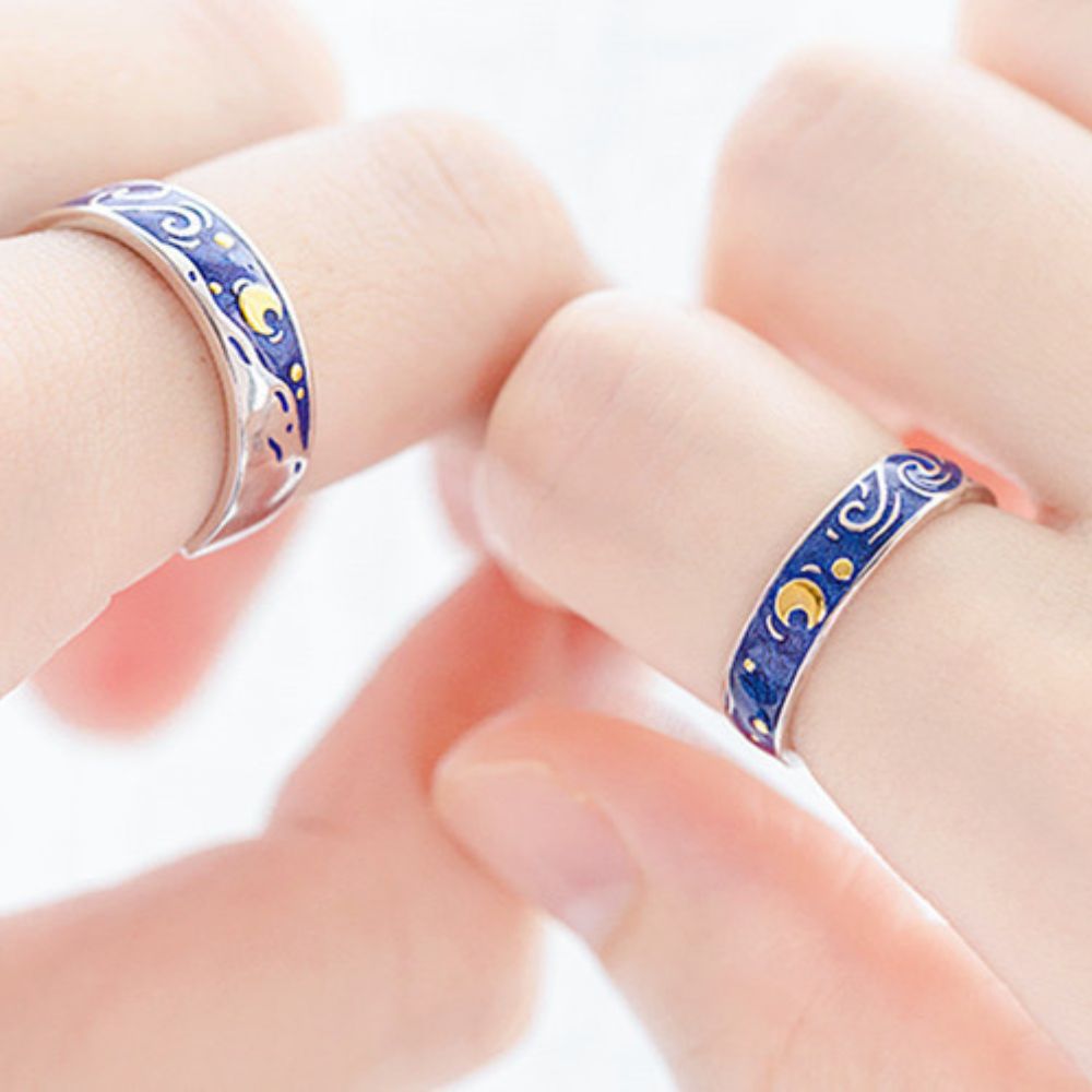 Damen Verstellbares Sternenhimmel Ring Set (2-teilig)