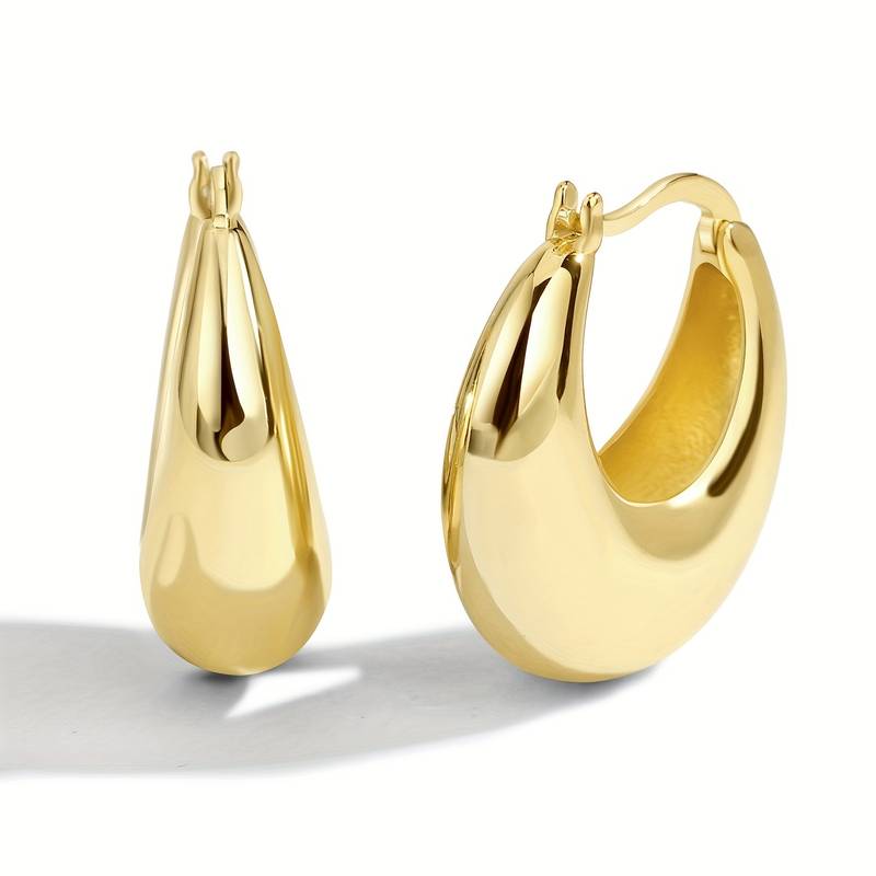 Chunky 18K vergoldete Ohrringe - Chunky Offene Ohrringe