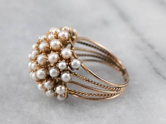 Alma – Vergoldeter Ring mit Perlen