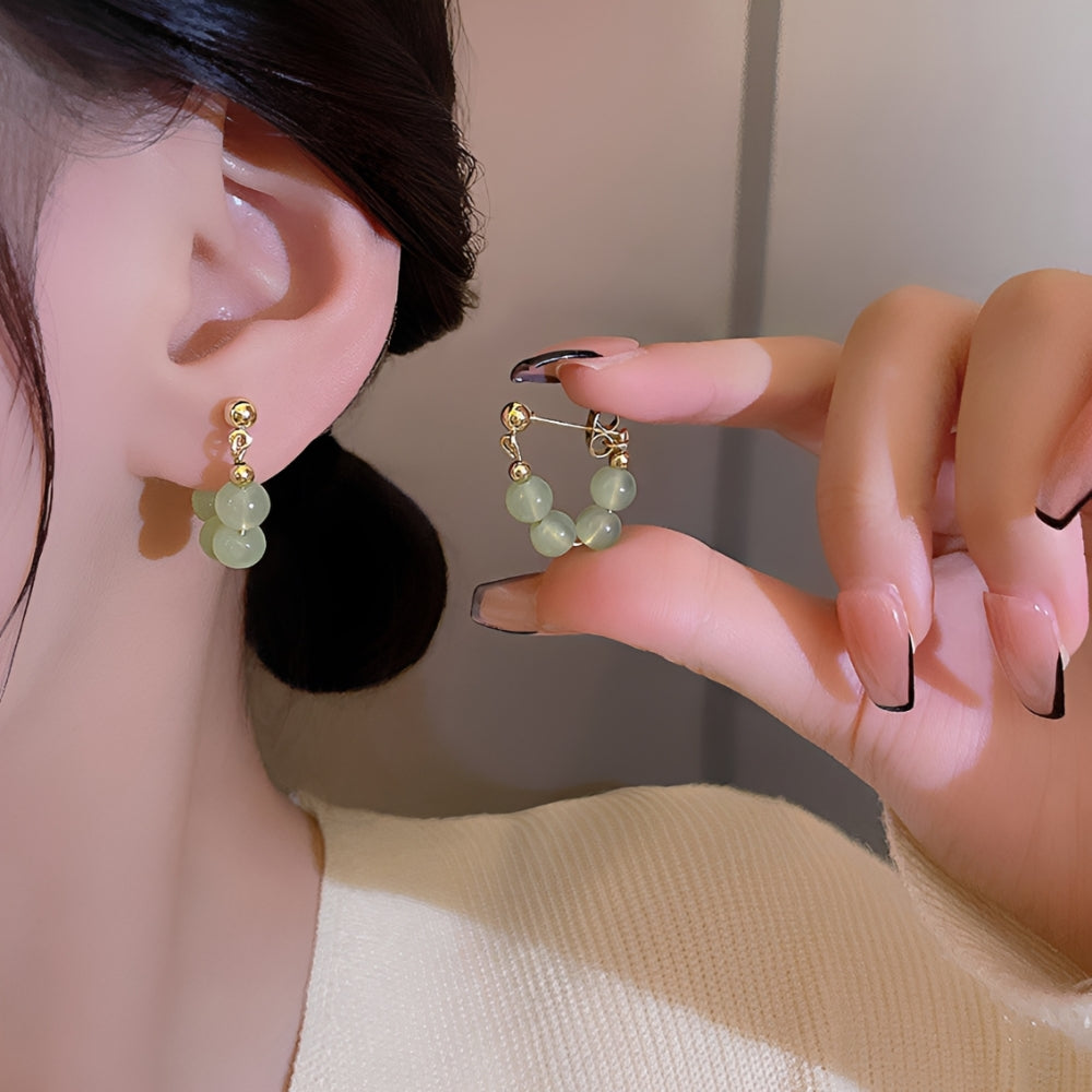 Damen Ohrringe mit rundem Perlen-Design