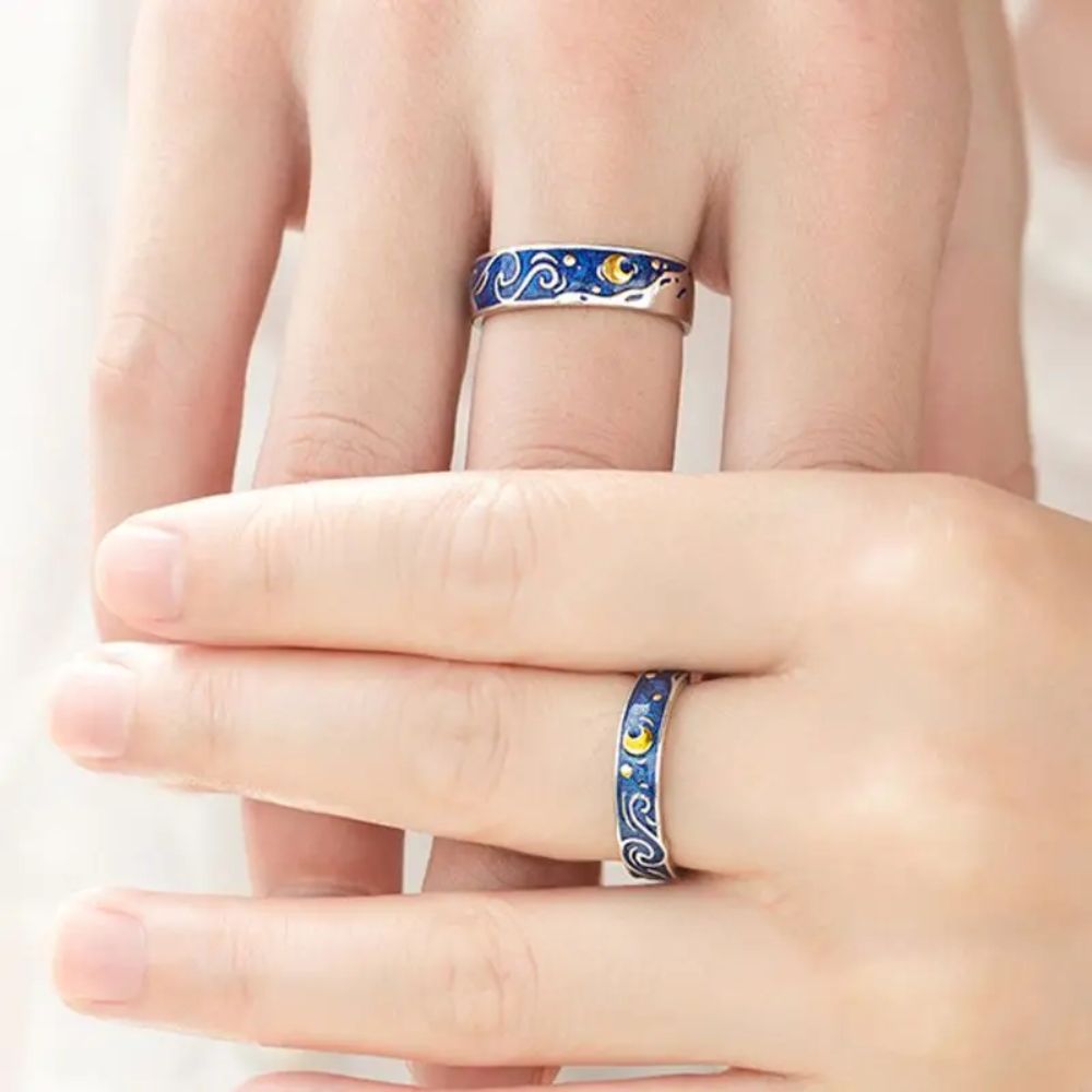 Damen Verstellbares Sternenhimmel Ring Set (2-teilig)