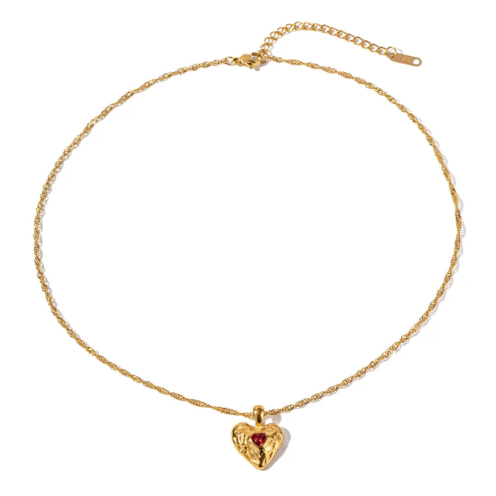 Vesper - Gold rote Herz Halskette