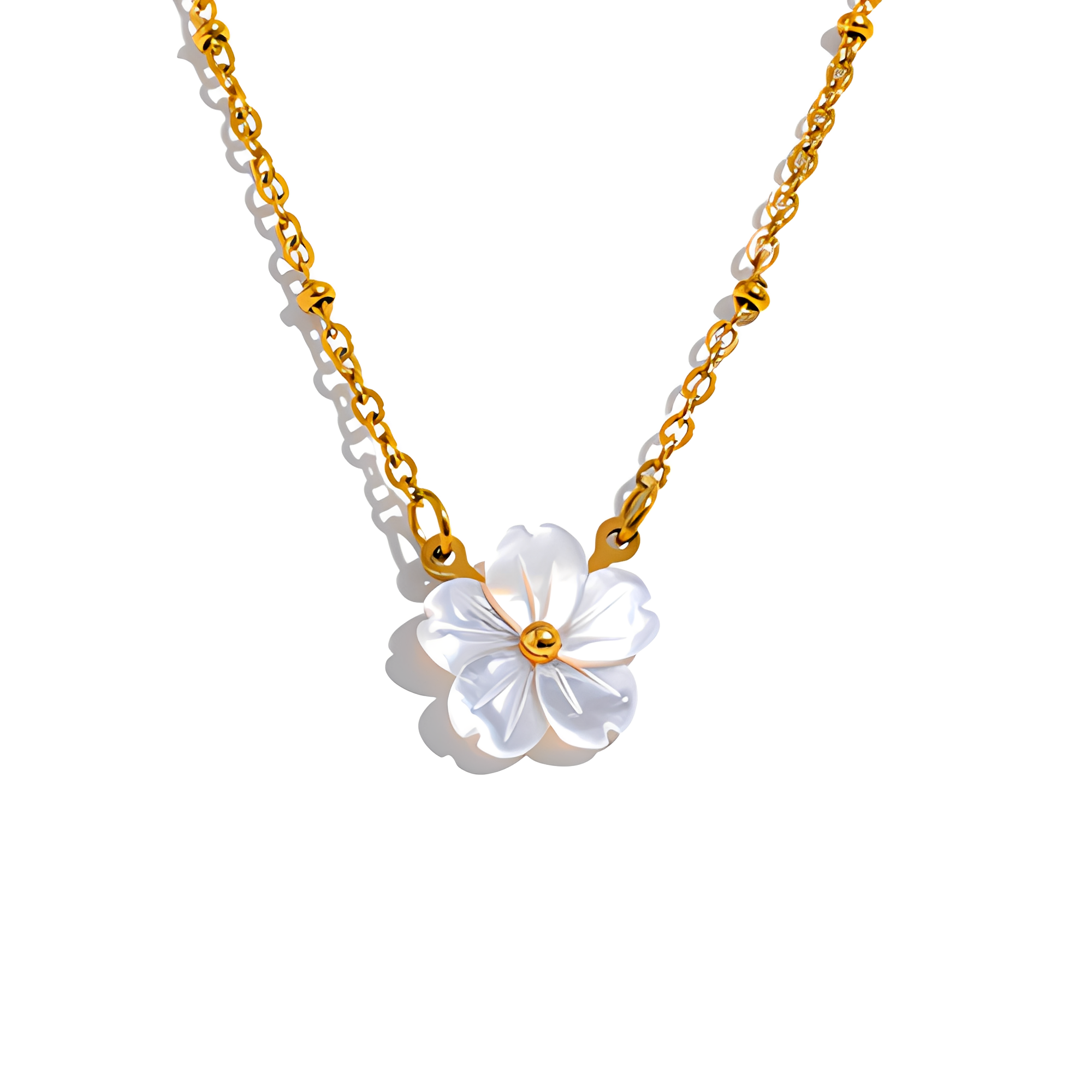 Daniela – Florale Kette aus Weißer Muschel