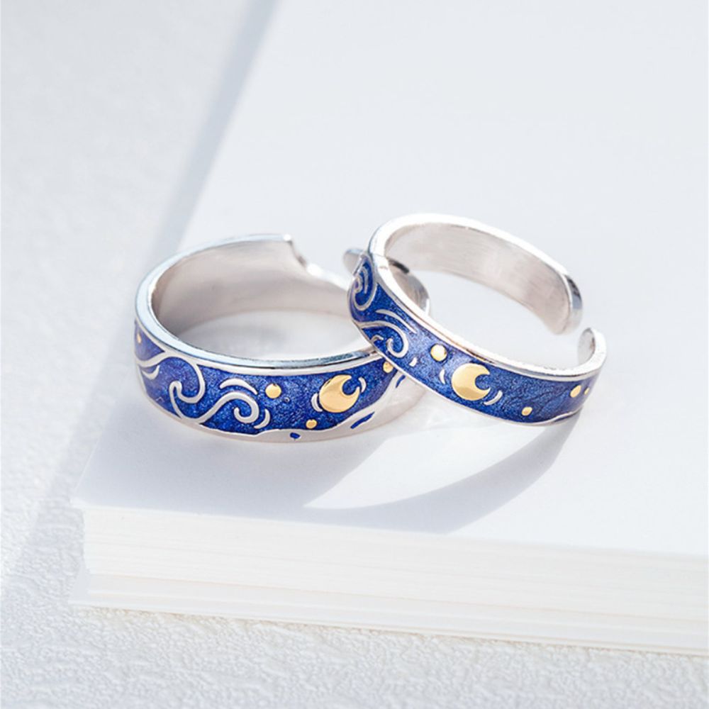 Damen Verstellbares Sternenhimmel Ring Set (2-teilig)