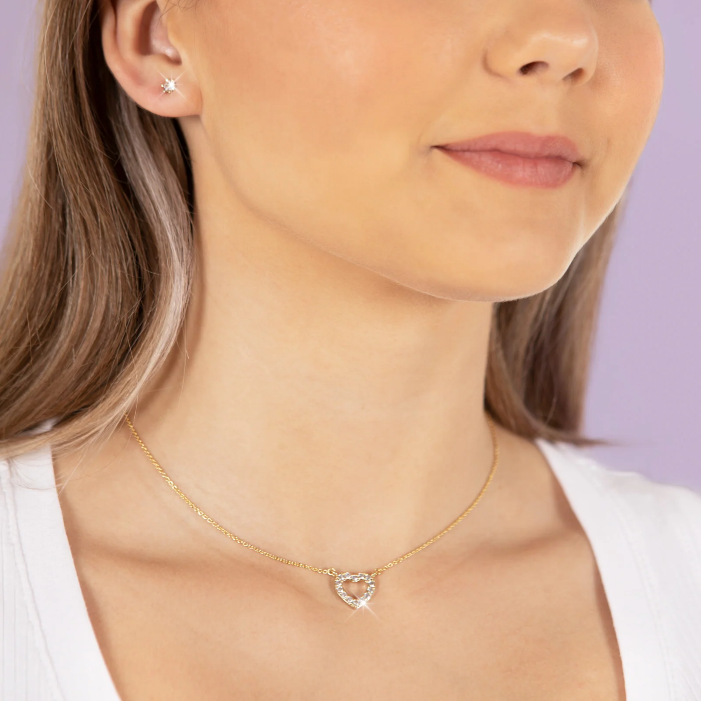 Kleine Liebeskette - Gold-Diamant-Herz-Halskette