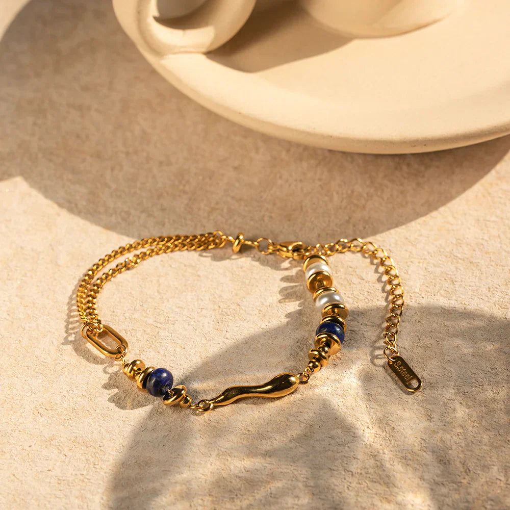 Quintessa – Armband Kette Übereinander mit Perle