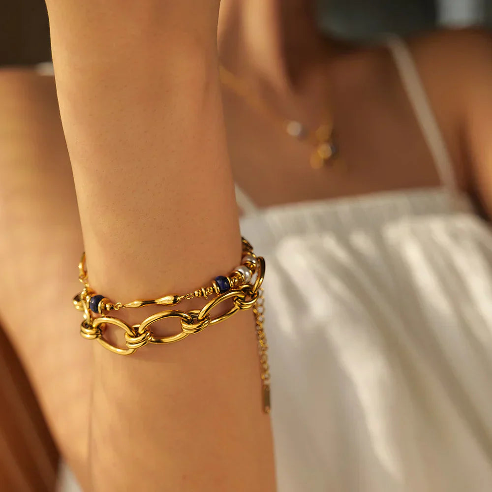 Quintessa – Armband Kette Übereinander mit Perle