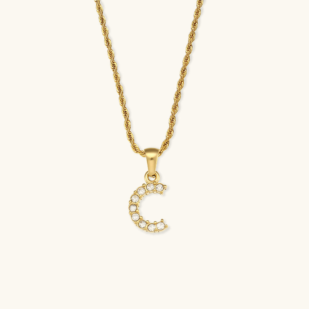 Maeve - Diamant-Halskette mit Buchstaben-Initialen