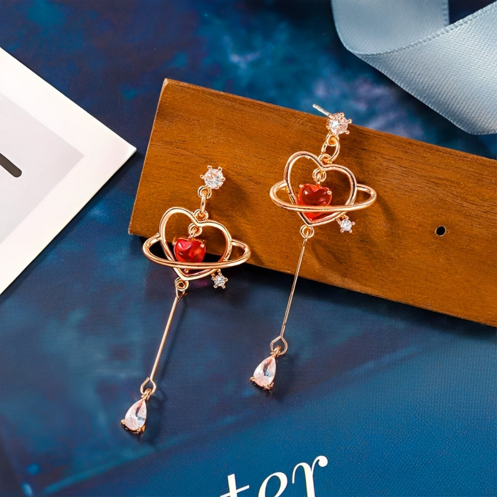 Damen Herz-Ohrringe mit feinem Ketten-Design
