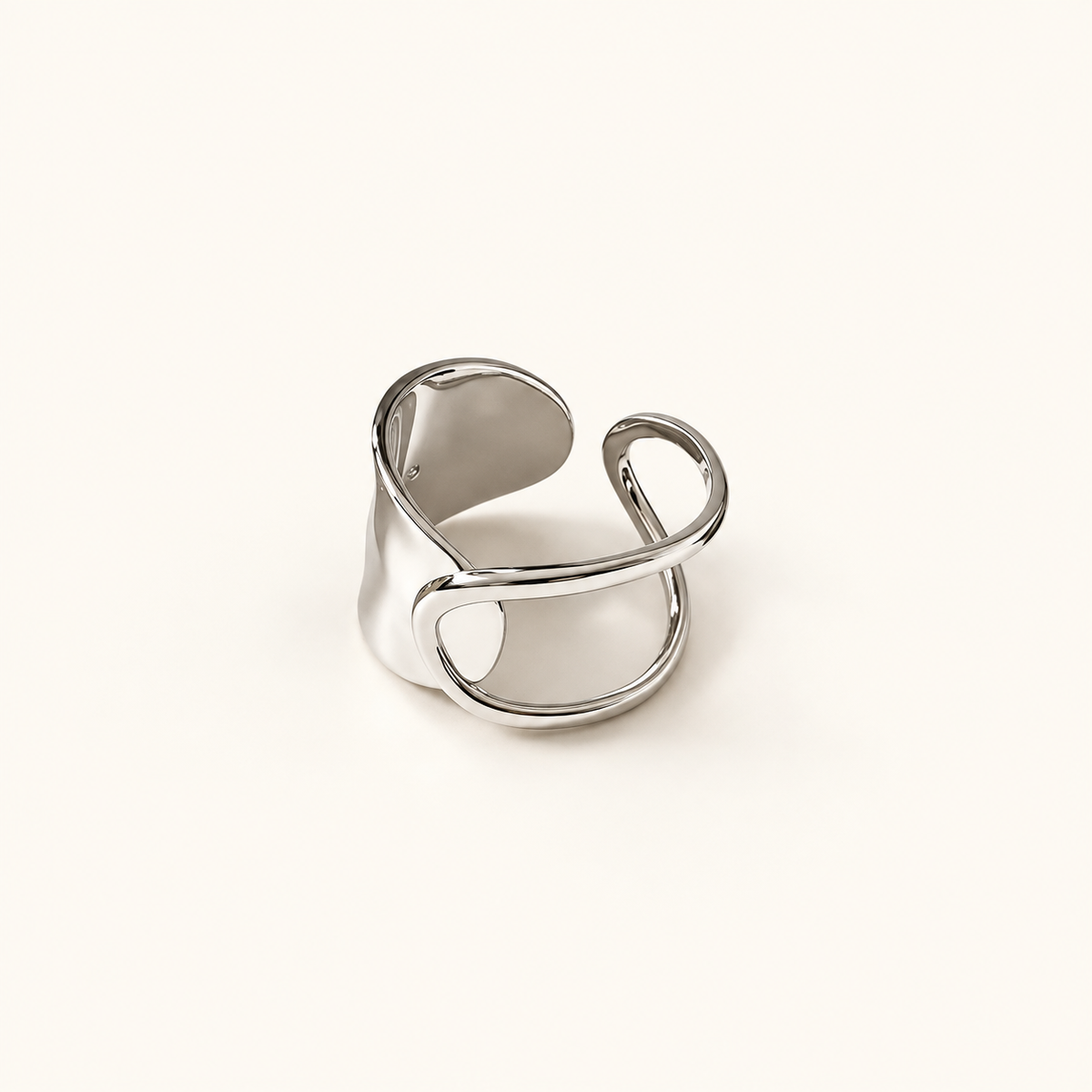 Damen Verstellbarer Chunky Ring mit Gehämmerter Struktur