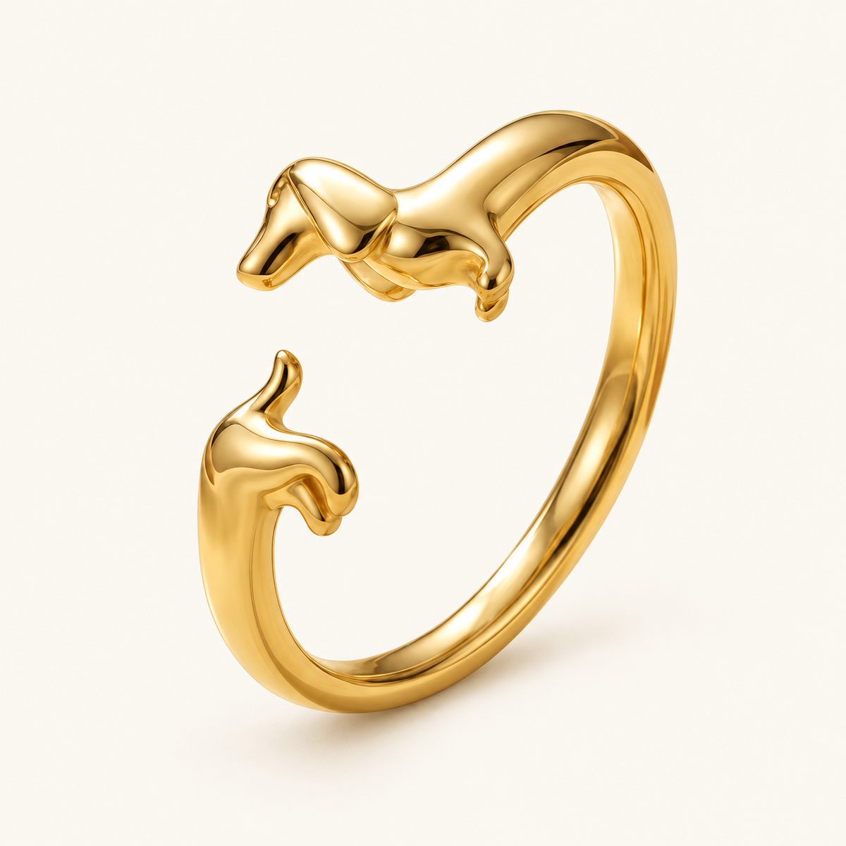 Damen Verstellbarer Offener Ring mit Dackel-Motiv