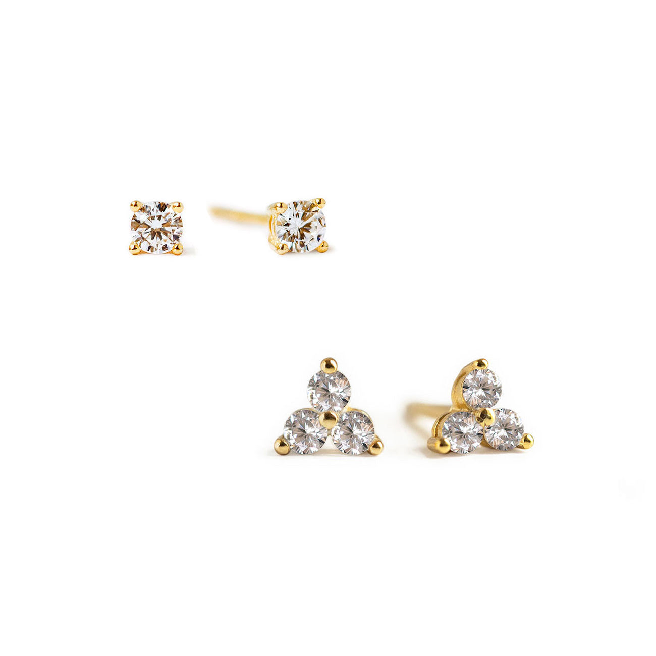 Winziges Kleeblatt Pave Ohrstecker Set