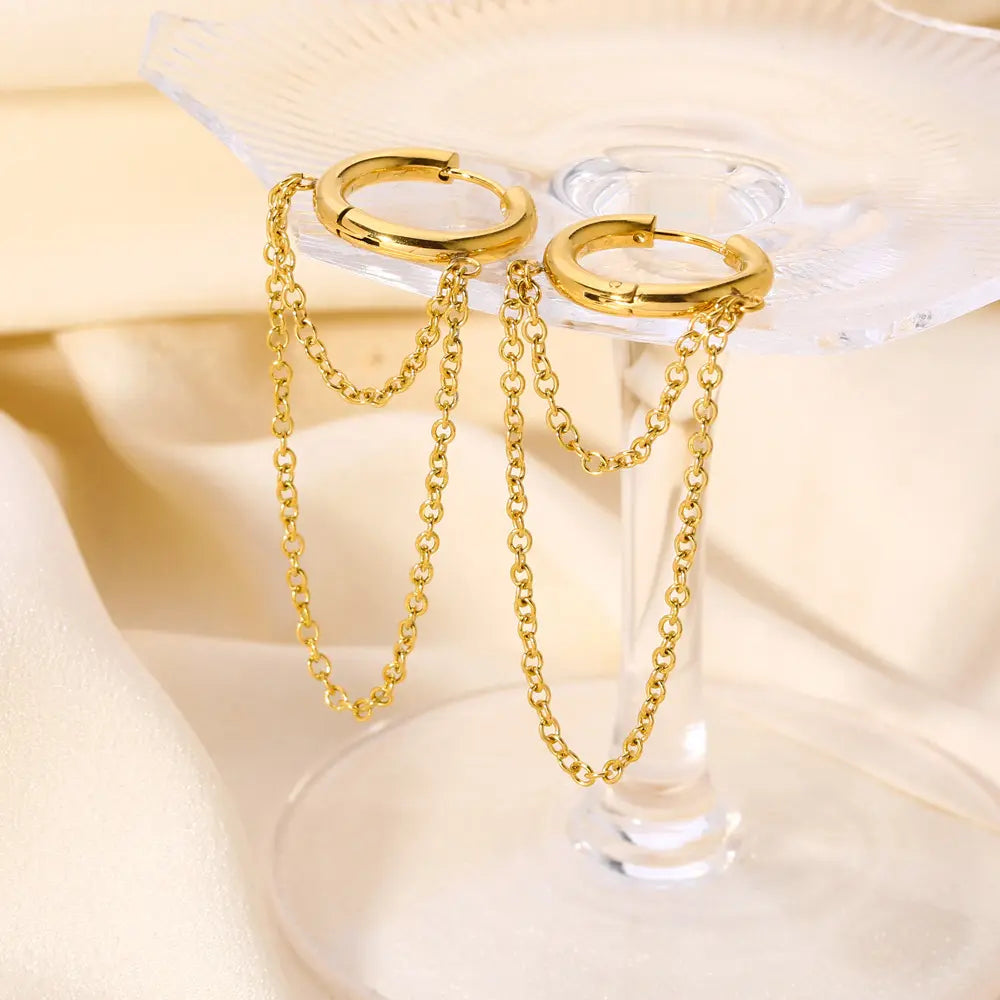 Roxane – Ohrringe Kette Punk Beschichtet Gold