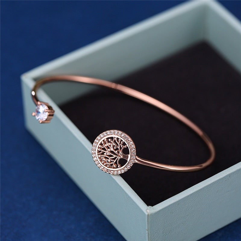 Elowen – Verstellbares Armband Lebensbaum aus Silber