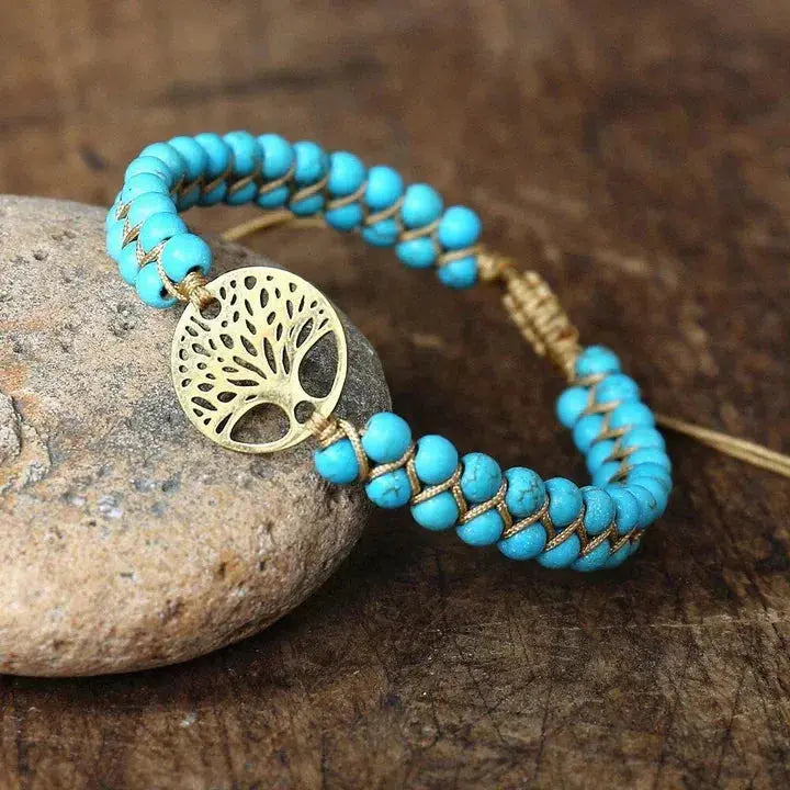 Arboréa – Handgefertigtes Lebensbaum-Armband mit Türkis