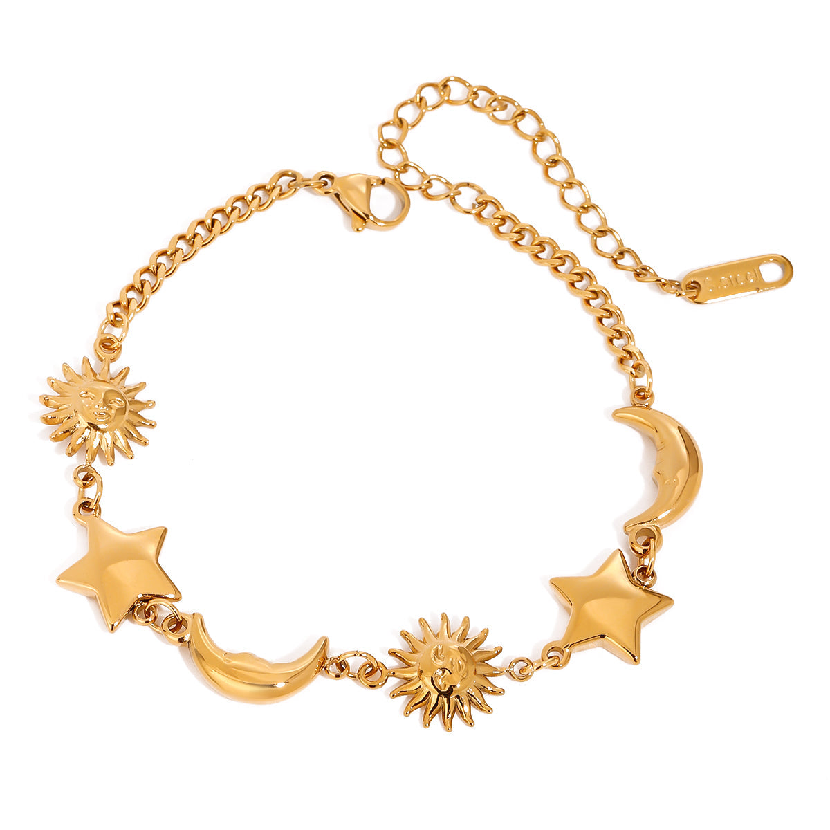 Celina – Armband Anhänger Stern, Mond und Sonne Gold