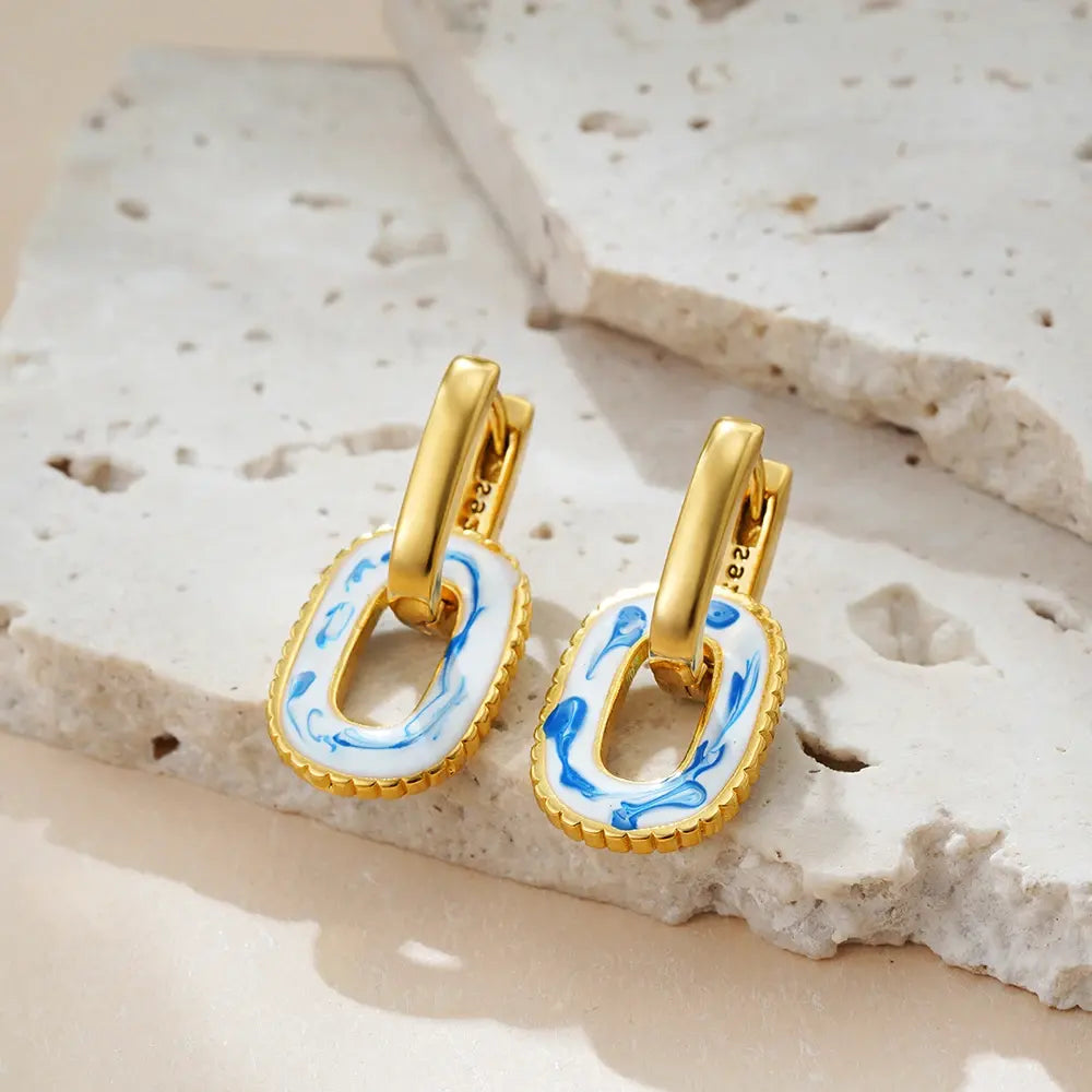 Maelle – Creolen Pendentif aus Porzellan mit Goldbeschichtung