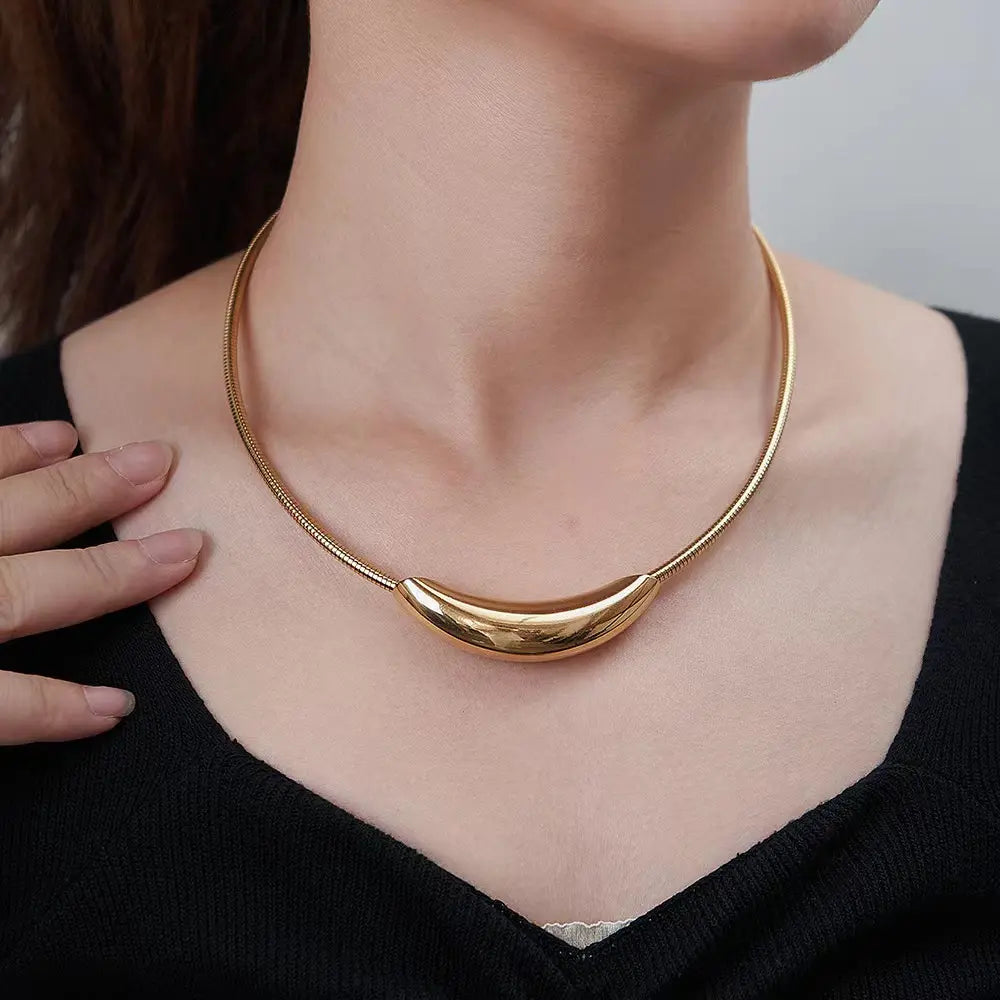 Kate – Metallisches Choker-Halsband aus Titanstahl