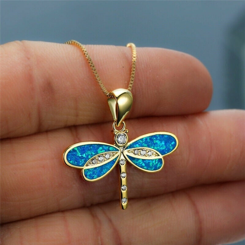 Maggie – Collier Goldene Libelle mit Opal