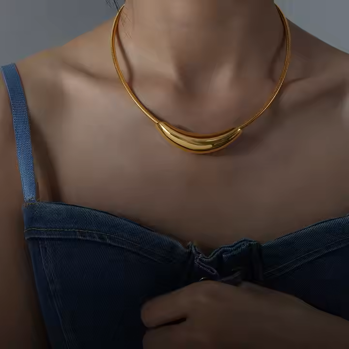 Kate – Metallisches Choker-Halsband aus Titanstahl
